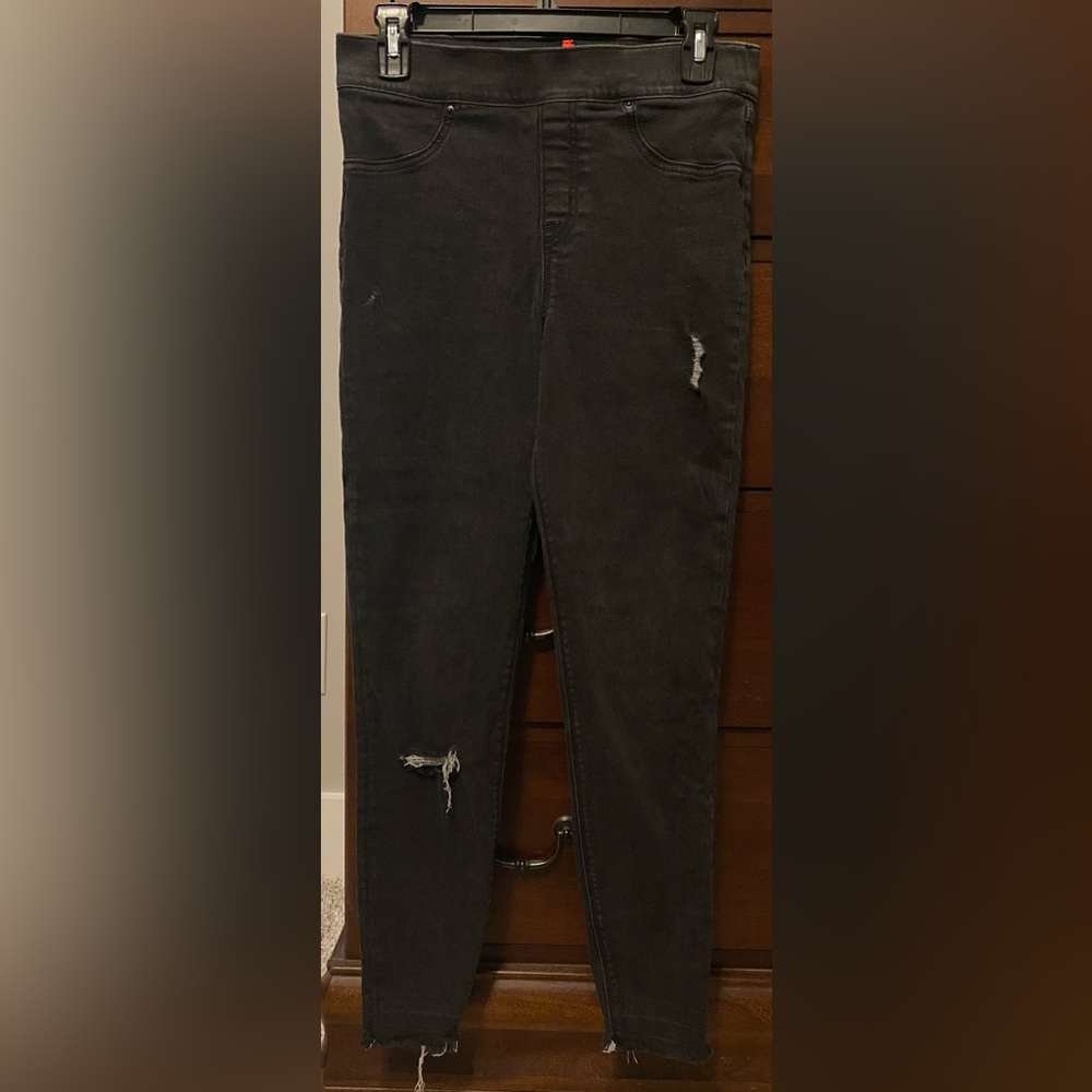 SPANX black distressed jeans